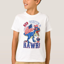 Fungny Red White & Rawr t Rex USA flagga 4:e juli Shirt