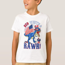 Fungny Red White & Rawr t Rex USA flagga 4:e juli