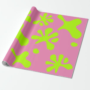 Fungny rosa och nyare grönt, små barn i mönster presentpapper