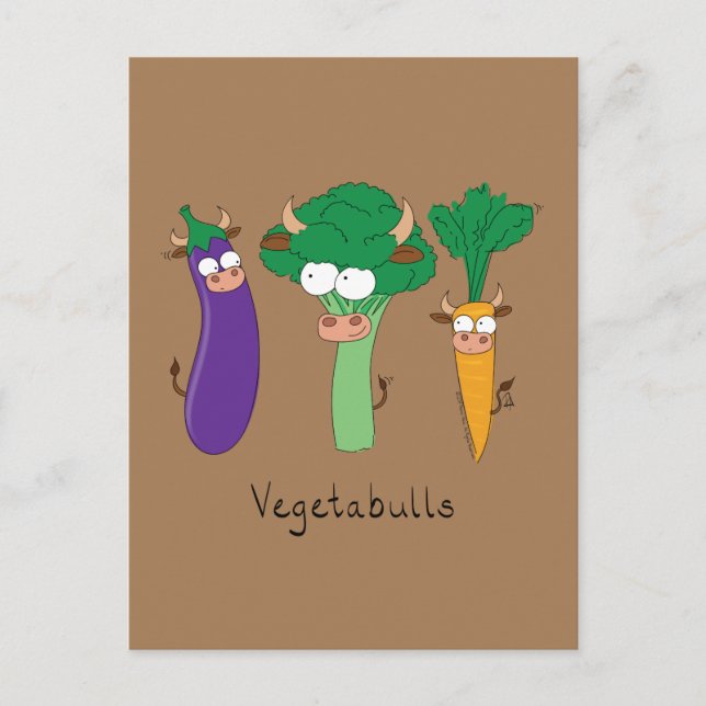 Fungny Vegetables Cute Tecknad Kids Vykort (Framsida)