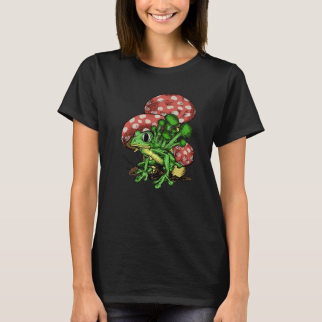 Fungus Magic Psilocybin Mushroom Frog Graphic T Shirt (Framsida)