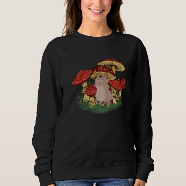 Fungus Magic Psilocybin Mushrooms Cat Hippie T Shirt (Framsida)