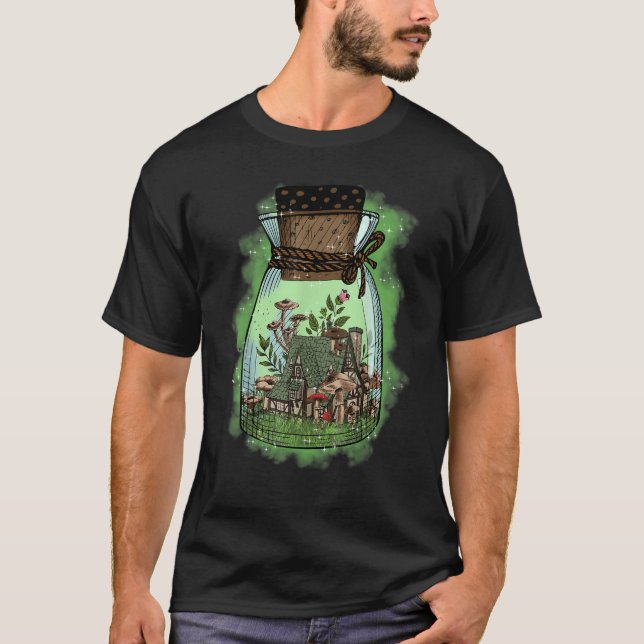Fungus Magic Psilocybin Mushrooms In Glass Vase T Shirt (Framsida)