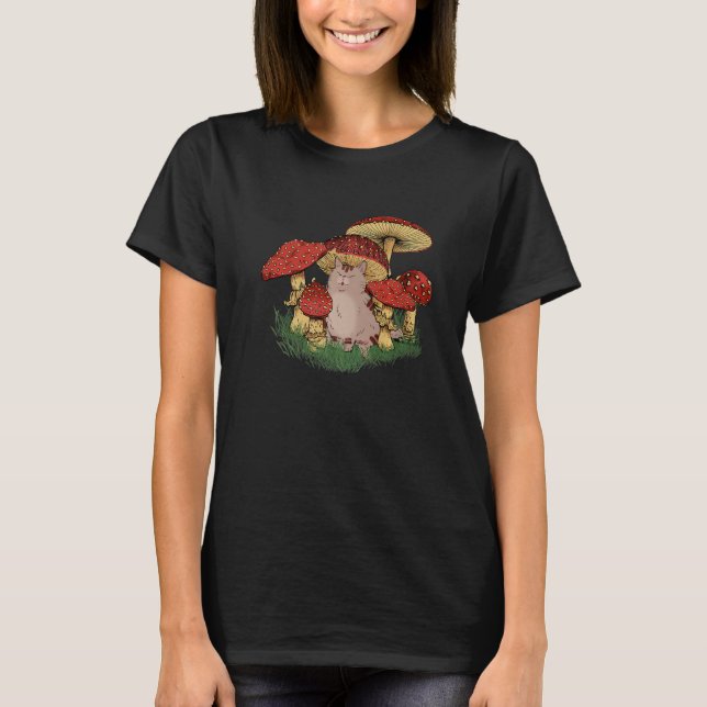 Fungus Magic Psilocybin MushrumCat Hippie T Shirt (Framsida)