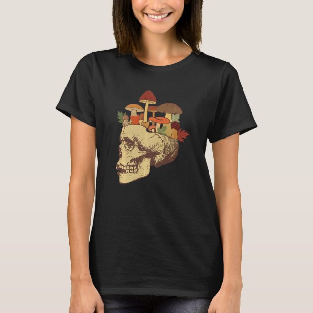 Fungus Magic Psilocybin MushRumskull Ansikte Hippi T Shirt (Framsida)