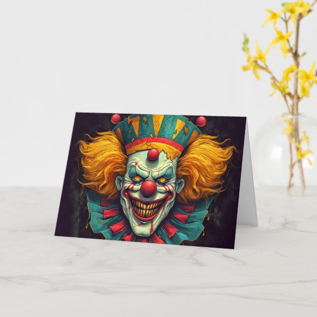 Funhouse Circus Sideshow Clown Happy halloween Kort (Gul blomma)