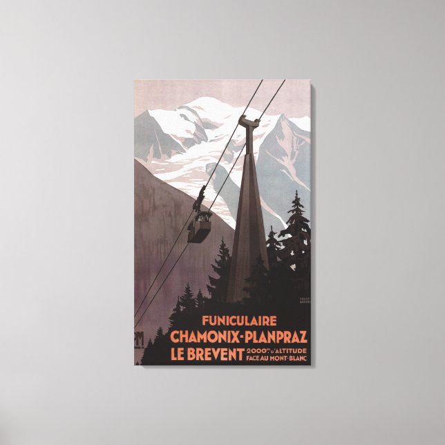 Funiculaire Le Brevent Cable Car Poster Canvastryck (Framsida)