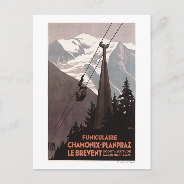 Funiculaire Le Brevent Cable Car Poster Vykort (Framsida)
