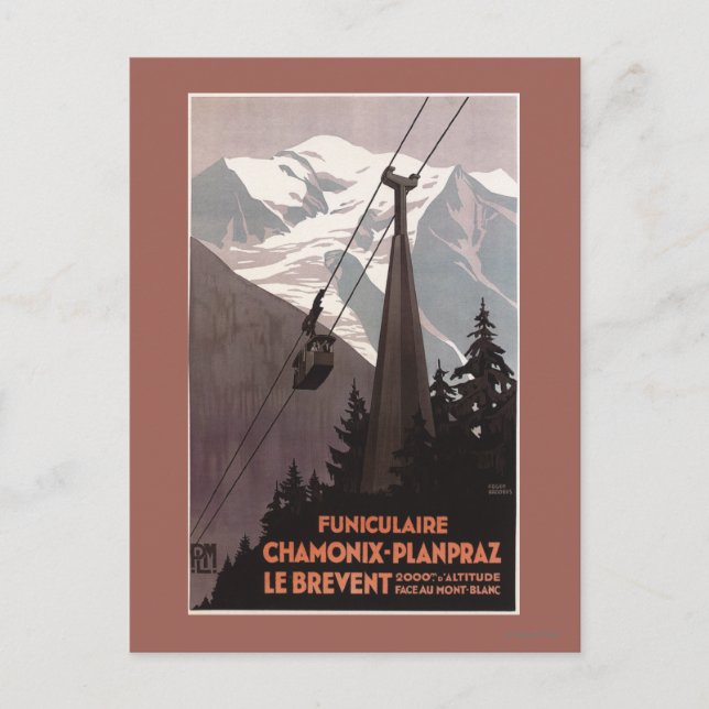 Funiculaire Le Brevent Cable Car Poster Vykort (Framsida)
