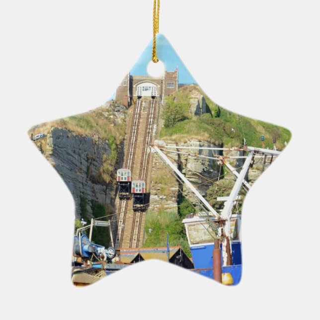 Funicular järnväg Hastings Julgransprydnad Keramik (Framsidan)