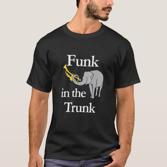 Funk i Trunk Elephant Jazz T Shirt (Framsida)