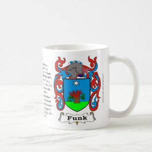Funk, ursprung, det menande och vapenskölden på kaffemugg