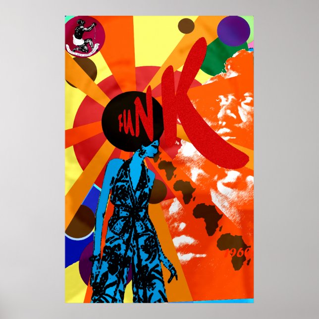 Funkart Funk retro vintage affisch stil-gåvor (Framsidan)