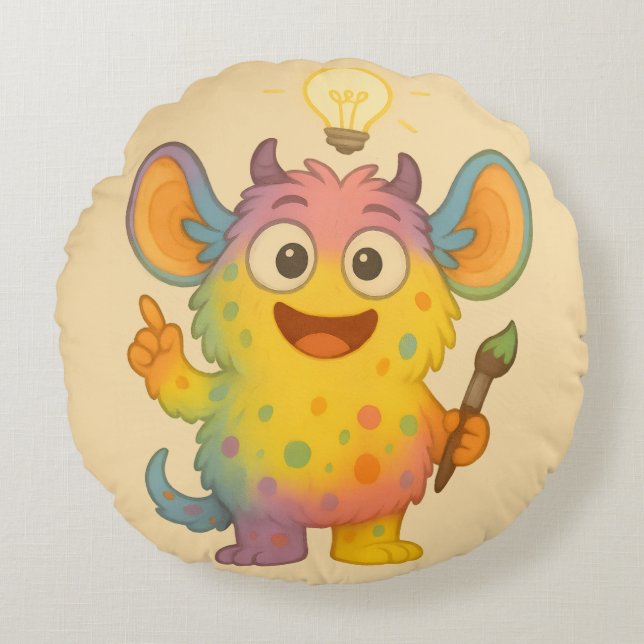 Funkel Kissen – Das kreative ADHS-Monster Rund Kudde (Framsidan)