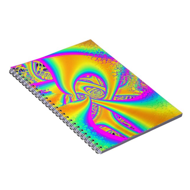 Funkidelic Dichroic Fused Glass Fractal Anteckningsbok (Högra Sidan)