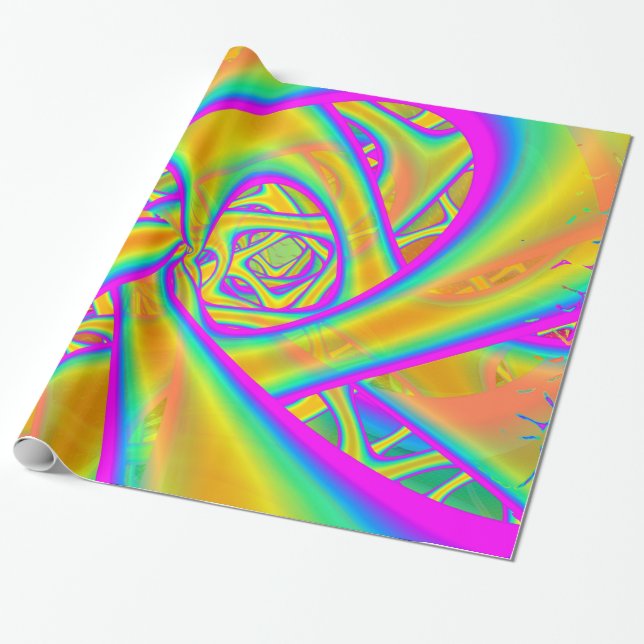 Funkidelic Dichroic Fused Glass Fractal Presentpapper (Utrullad)