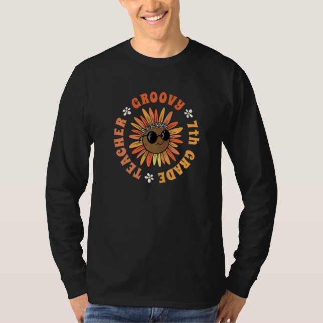 Funkig 7:e klass lärare Sunflower 60- och 70-tals  T Shirt (Framsida)