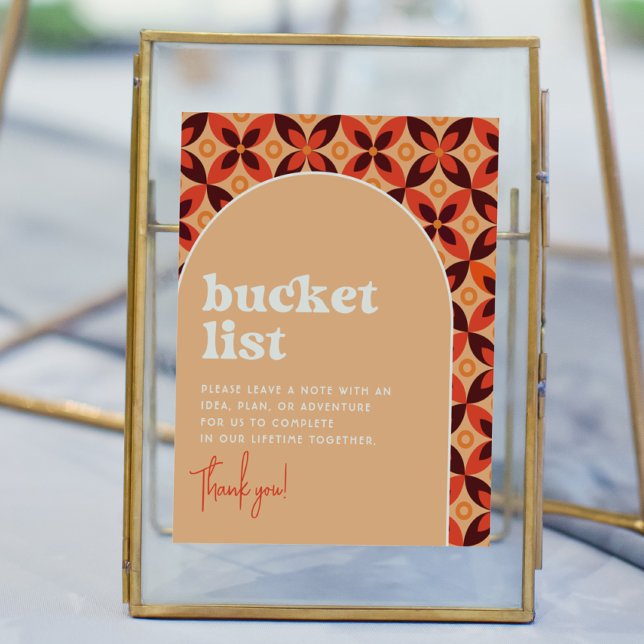 Funkig Bucket List Bröllopsskylt Poster (Sign Mock-up)
