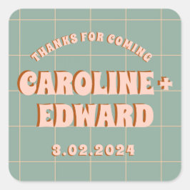 Funkig fet blå rosa röd  fyrkantigt klistermärke