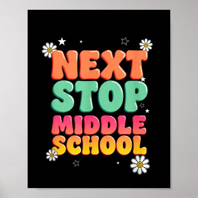 Funkig nästa stopp mellanstadiet retro examen poster (Framsidan)