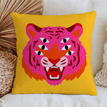 Funkig Tigerhuvud i Rosa Maximalistisk Gult