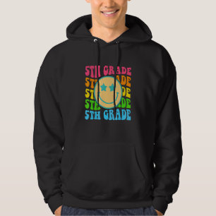 Funkiga femte klassens vibbar Ansikte Retro Lärare Hoodie