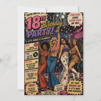 Funkis 1970-tals disco 18-års inbjudan