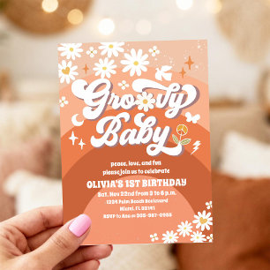 Funkis Daisy Rainbow Födelsedagsinbjudan Inbjudningar