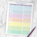 Funktionell Pastel Rainbow Färgad Veckovis planeri Anteckningsblock<br><div class="desc">Ordna veckan i stil med anteckningsblocket för veckoplanering för personlig. Den här elegant designade plannern har ett modernt grafiskt stil med en mjuk pastellpalett i färg, perfekt för att lägga till ett serentryck till din dagliga planering. Layouten innehåller kolumner för varje veckodag, med början i Söndag, vilket gör att du...</div>