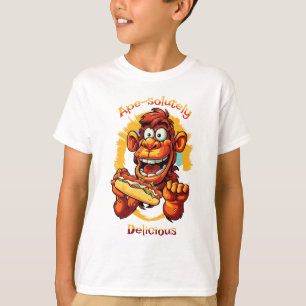 Funktionell Tecknad Design Monkey Eting a Hett Hun T Shirt