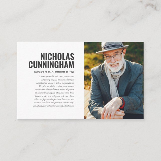 Funktionellt minnesminne i Loving Memory Photo Car Visitkort (Framsida)