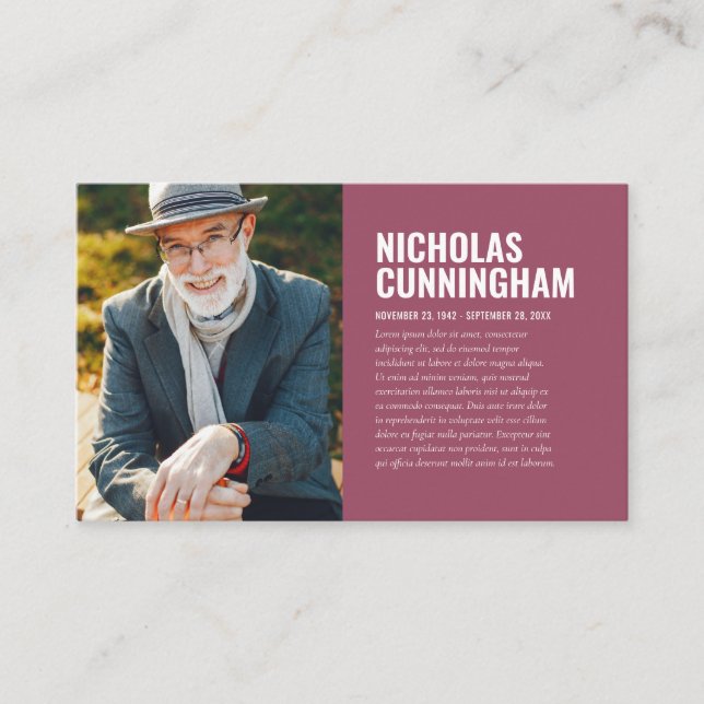 Funktionellt minnesminne i Loving Memory Photo Car Visitkort (Framsida)