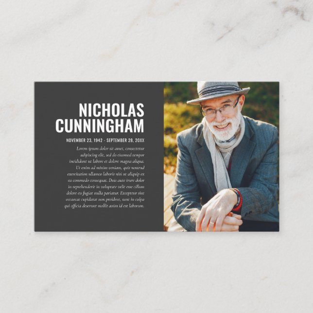 Funktionellt minnesminne i Loving Memory Photo Car Visitkort (Framsida)