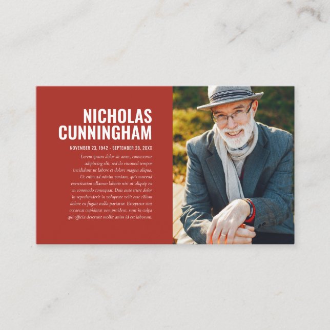 Funktionellt minnesminne i Loving Memory Photo Car Visitkort (Framsida)