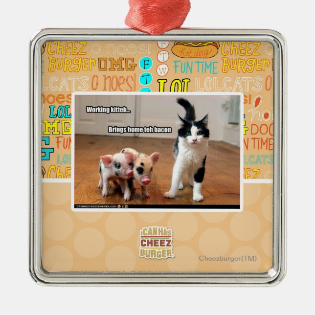 Funktionsduglig kitteh julgransprydnad metall (Framsidan)