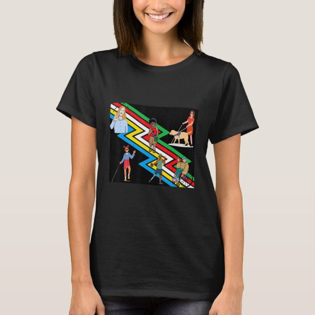 Funktionshindersynlighet Pride Flagga Disability V T Shirt (Framsida)