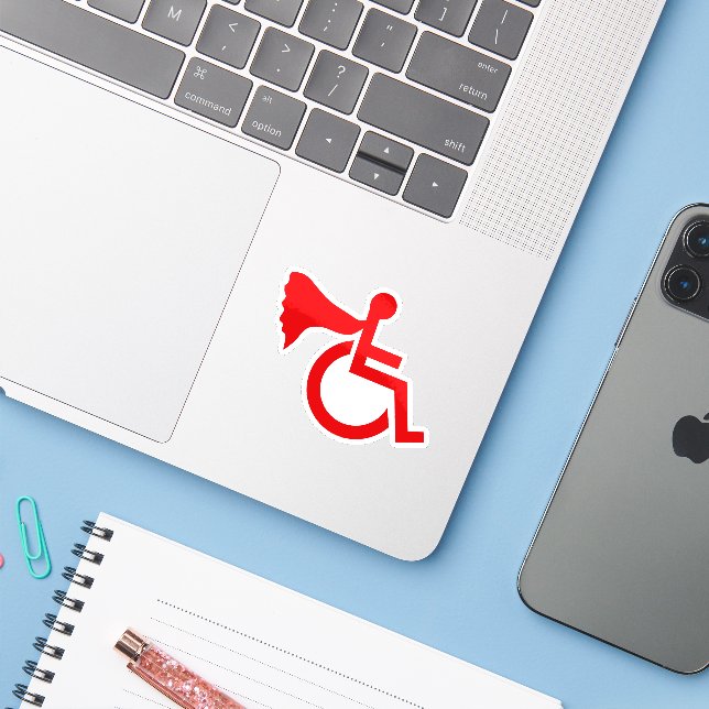 Funktionshindrad hjälte klistermärken (Laptop med iPhone)