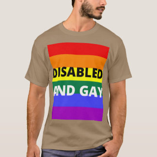 Funktionshindrad och homosexuell på regnbågsbakgru t shirt