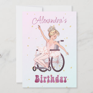 Funktionshindrad Rosa för Girl Ballerina Birthday Inbjudningar