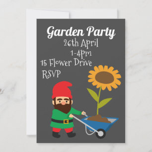 Funktionsinbjudan för Cute-trädgårdsgnome Garden p Inbjudningar