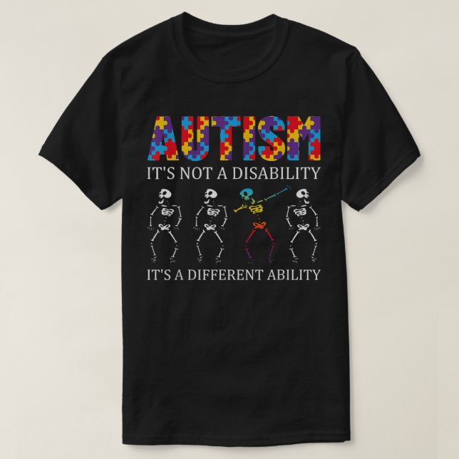 Funktionskänslighet Funny Dabbing Skeleton Autism T Shirt (Design framsida)