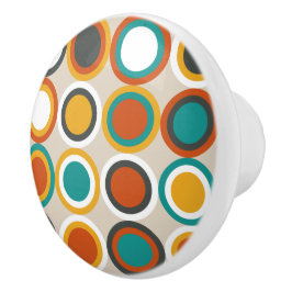 Funky 1970-talets Orange Teal Brown Circles Mönste Knopp