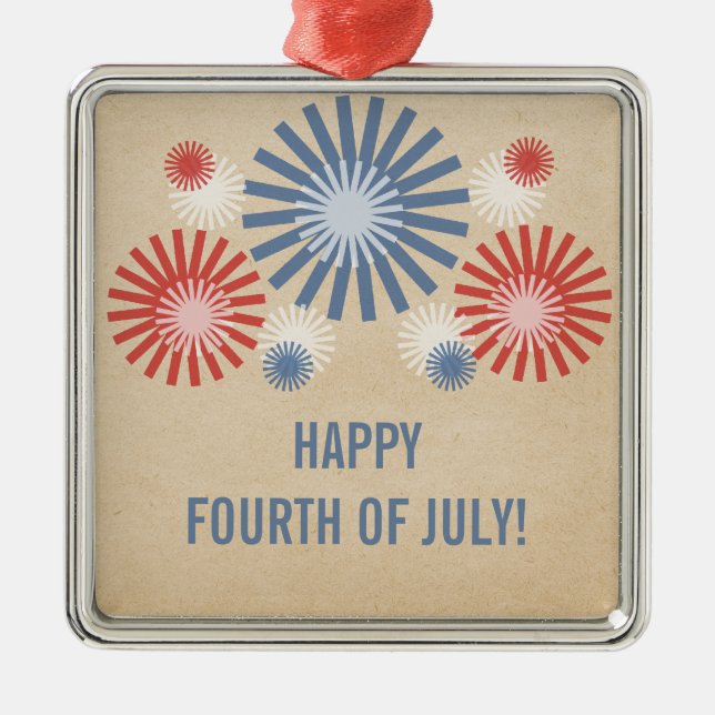 Funky 4:e juli Fireworks Ornament (Framsidan)