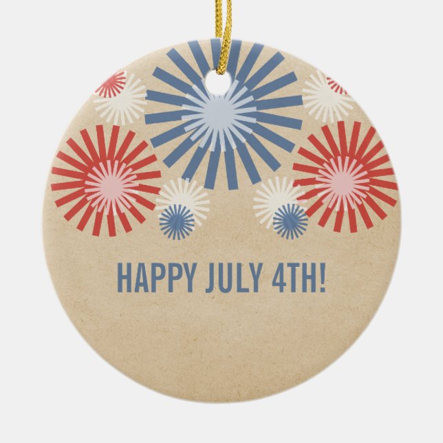 Funky 4:e juli Fireworks Ornament (Framsidan)