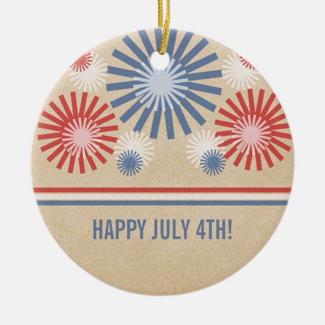 Funky 4:e juli Fireworks & Rand Ornament (Framsidan)
