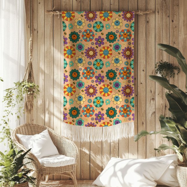 Funky 70-talsfilt i pastellfärger för groovy-fans fleecefilt (Funky 70s Blanket Pastel Colors for Groovy Fans)
