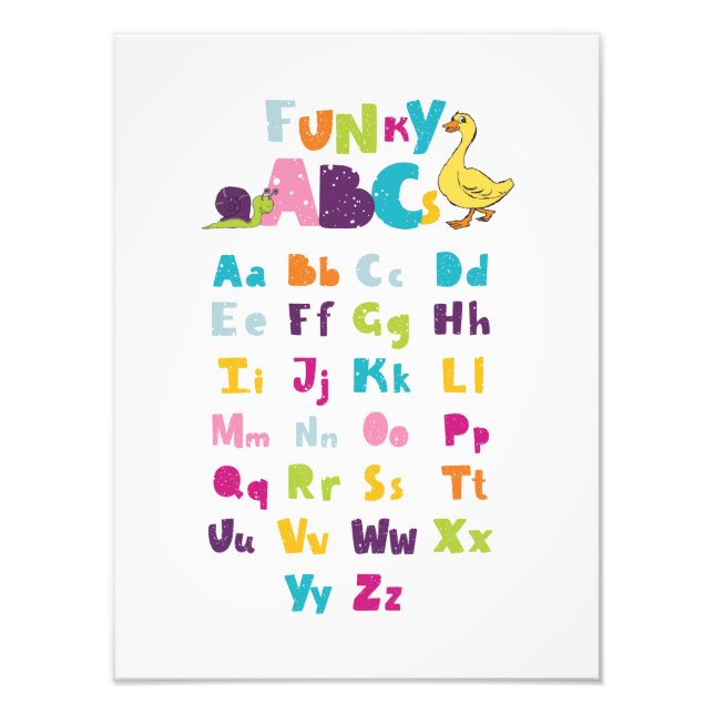 Funky ABC Tidigt Learning ABC Learning ABC Art Fototryck (Framsidan)
