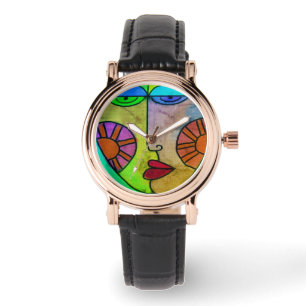 Funky Abstrakt Ansikte Wearable Art Armbandsur