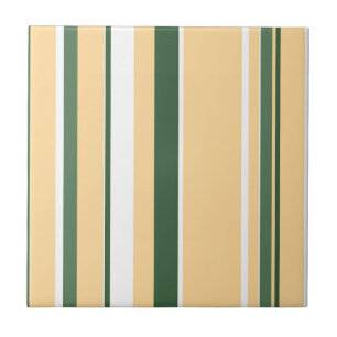 Funky Abstrakt Art Beige White Grönt Linjer Rand Kakelplatta