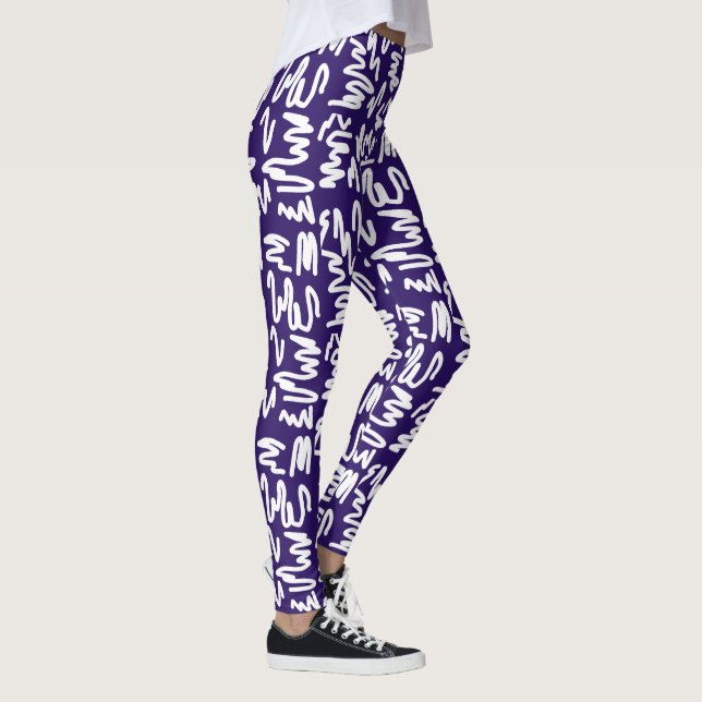 Funky Abstrakt Art Blå baljväxter Leggings (Höger)